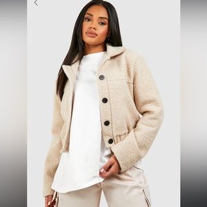 BOOHOO : textured wool look crop jacket